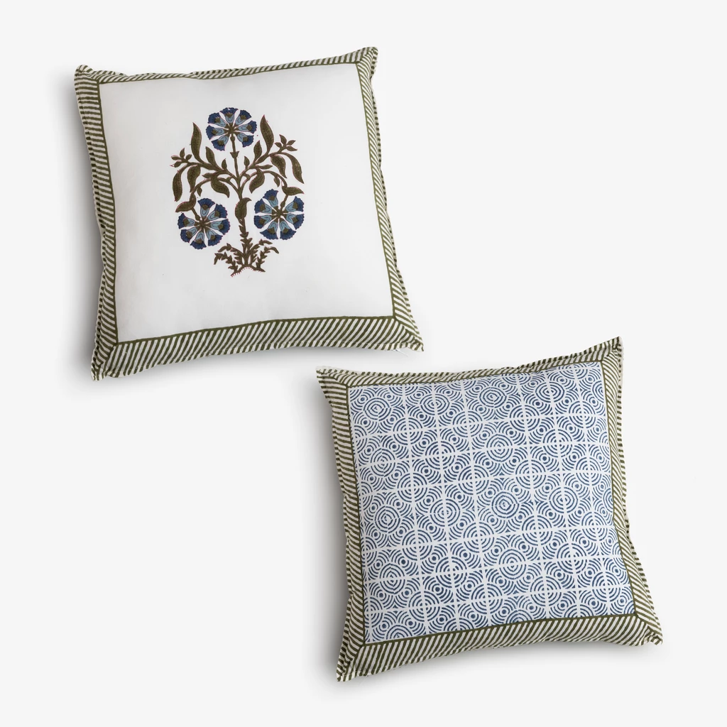 Kissen Blockprint Dahlia Boota