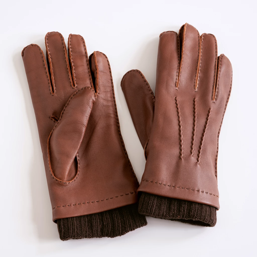 Herrenhandschuhe mit Stulpe braun/dunkelbrau Gr.8