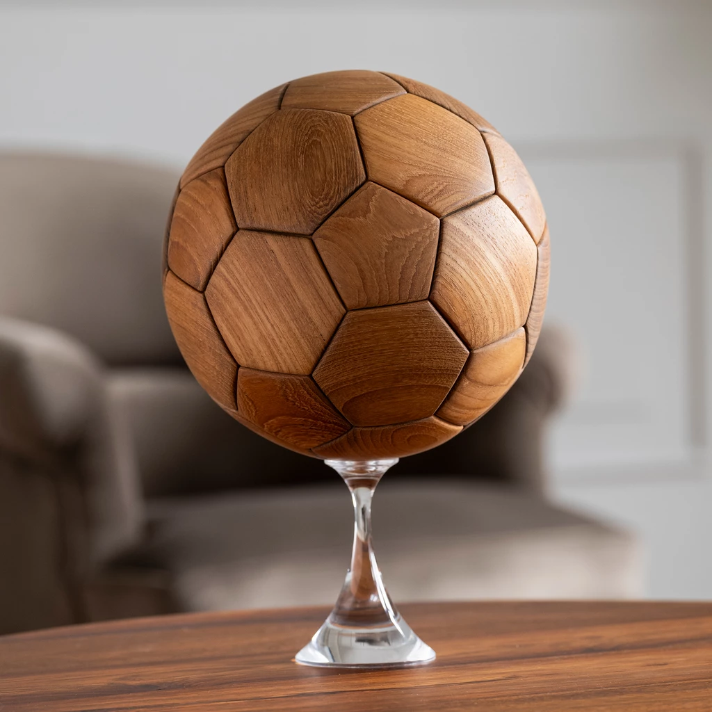 Fußball aus Teakholz