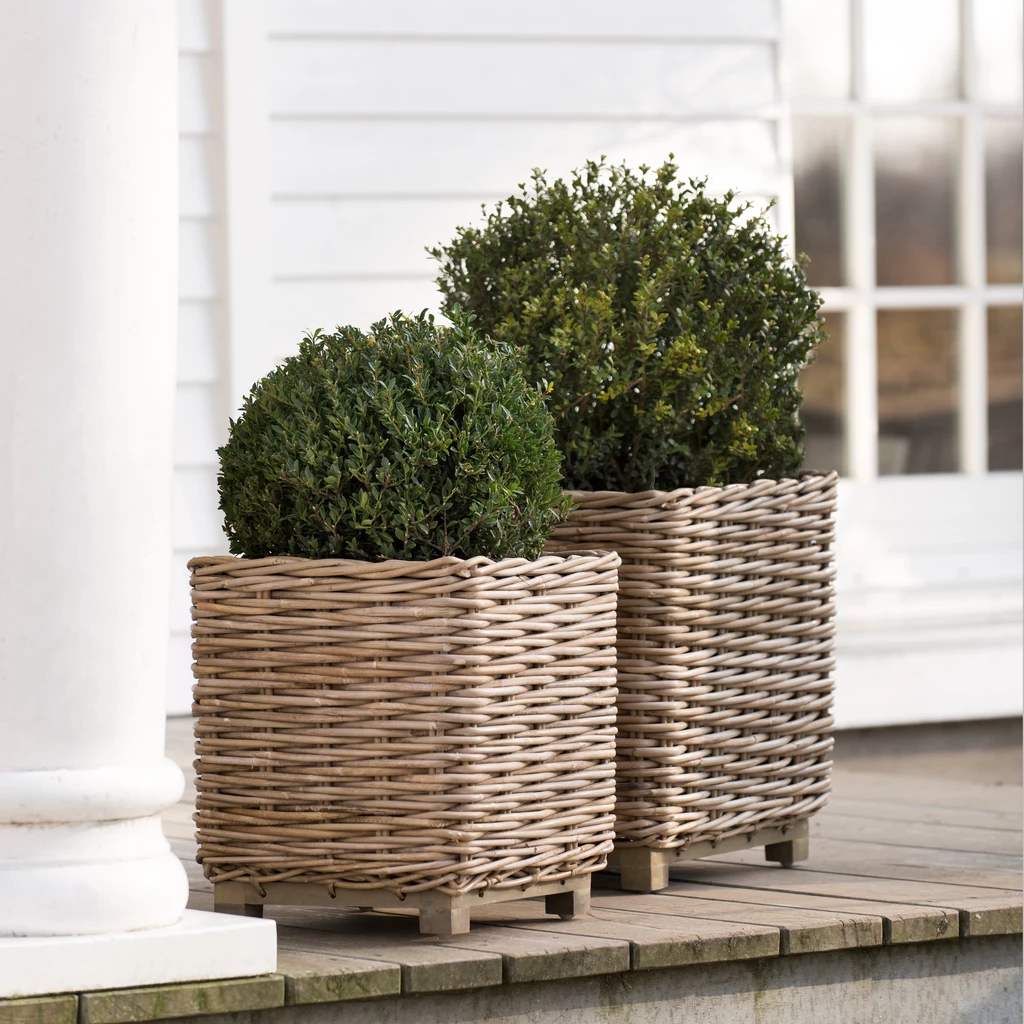 Rattan-Pflanzkörbe 2er-Set