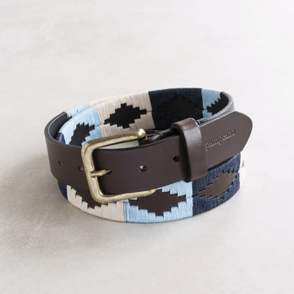 Polo-Gürtel 95 cm Hellblau/Weiß/Navy