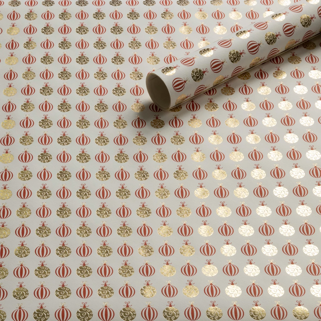 Florentiner Papier Christbaumkugeln Rot Gold 50 x 70 cm