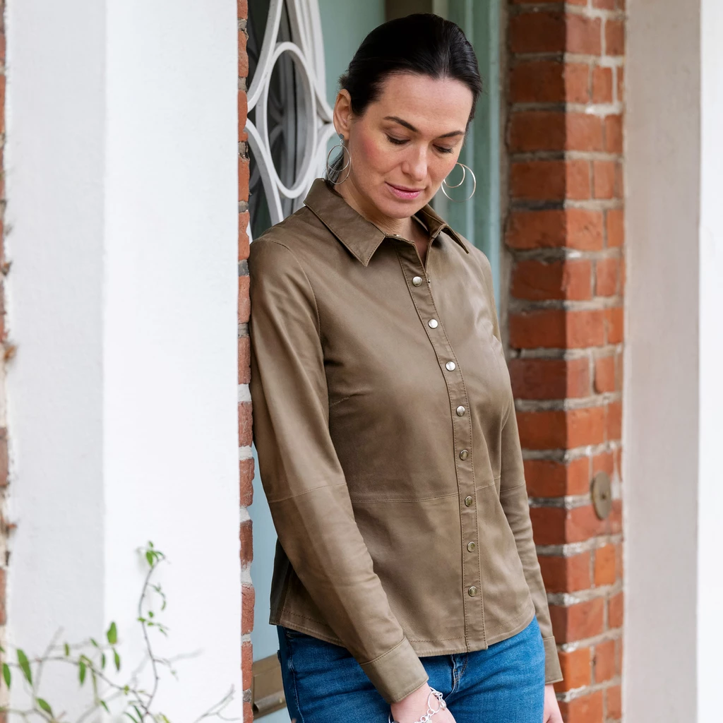 Depeche Lederbluse Nougat Gr.36