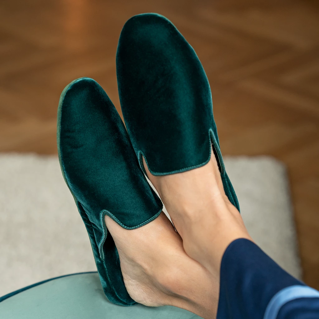 Hoomie Samtslipper Château Damen Green Gr. 41