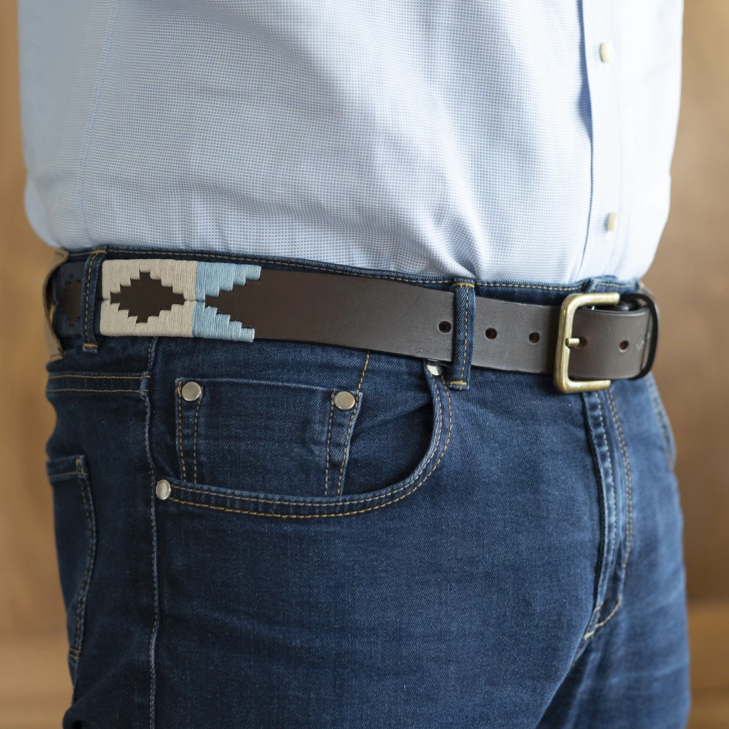 Polo-Gürtel 95 cm Hellblau/Weiß/Navy