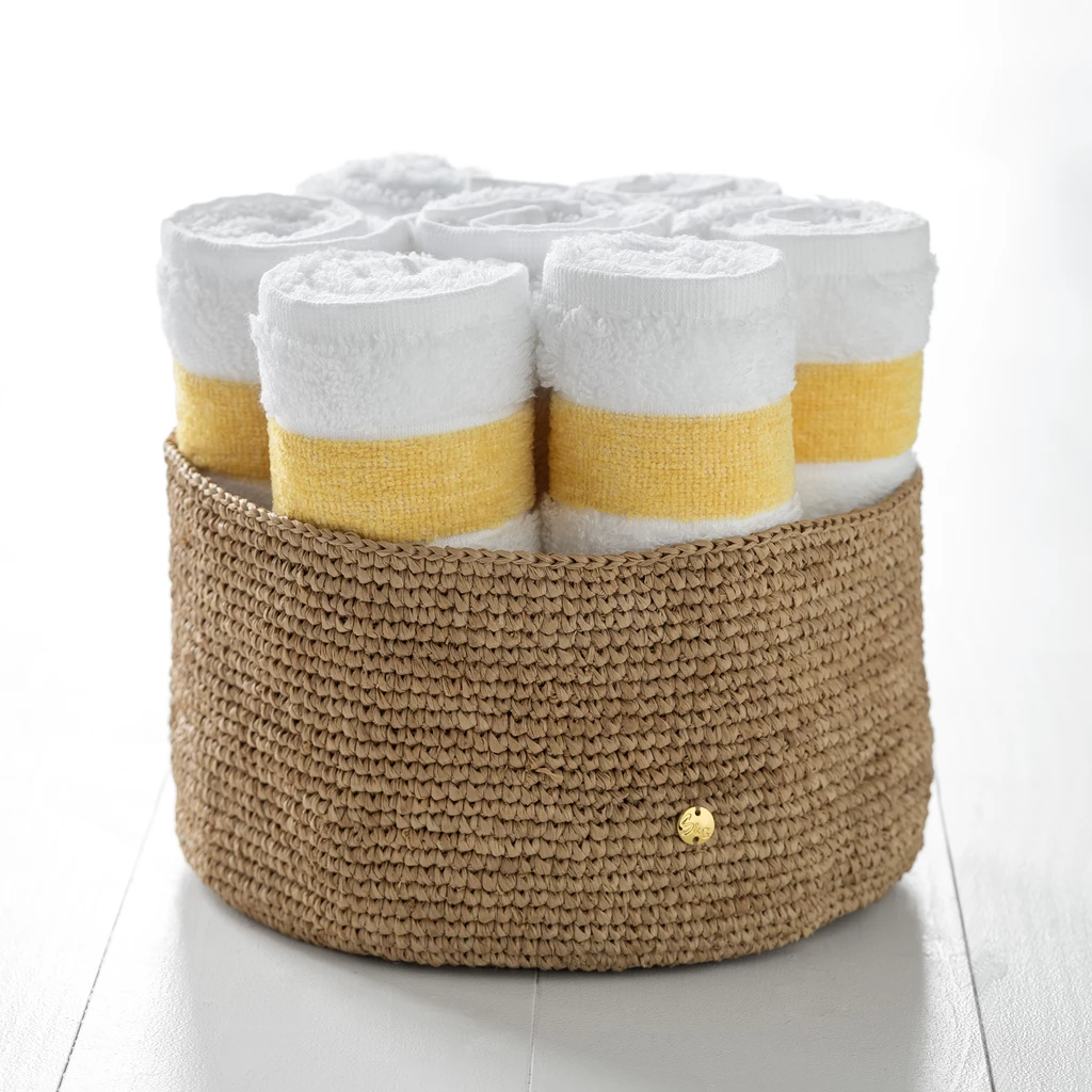 Handtuch mit Chenille-Bordüre Gelb