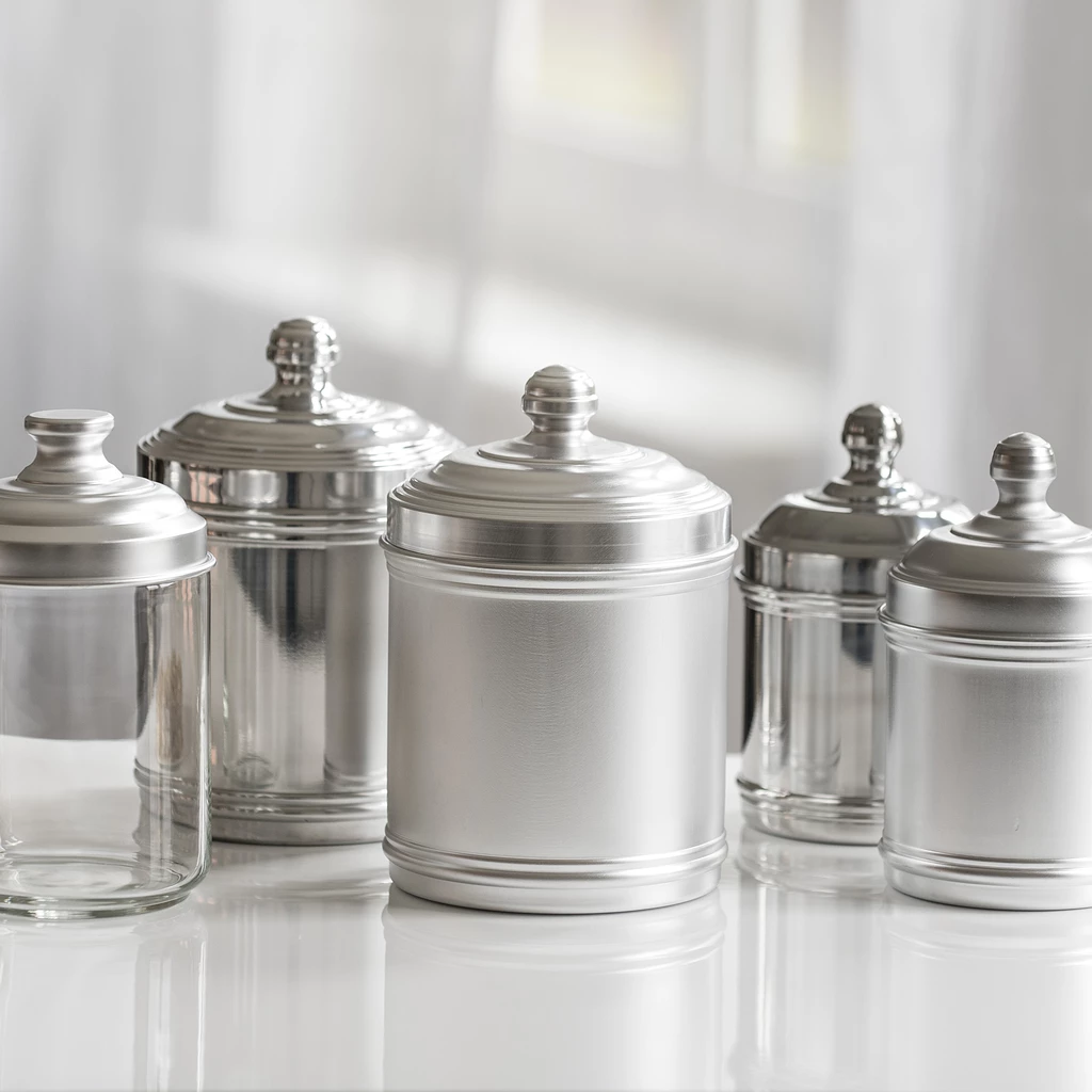 Italo Ottinetti Vorratsgefäße Aluminium glänzend groß