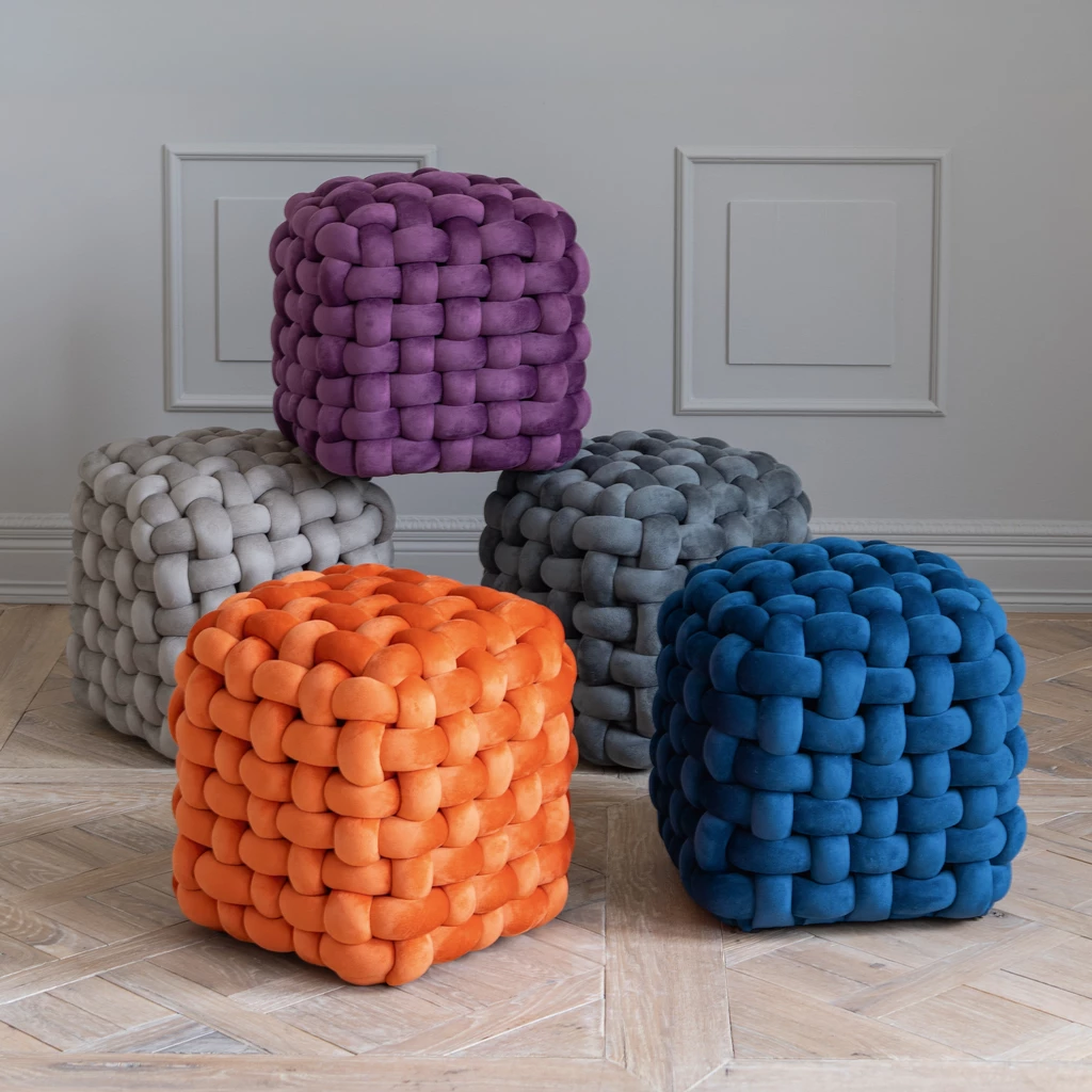 Samtpouf Knot Beige