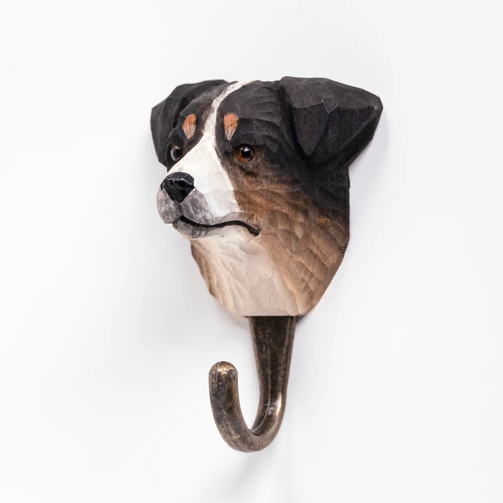 Handgeschnitzter Kleiderhaken Australischer Schäferhund
