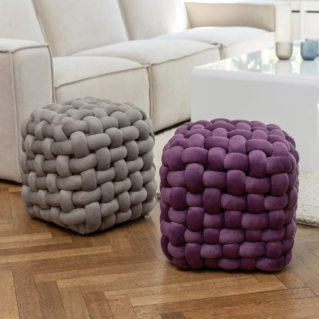 Samtpouf Knot Beige