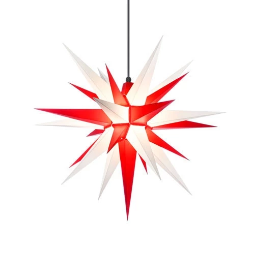 Herrnhuter Stern,  Kunststoff Weiß/Rot