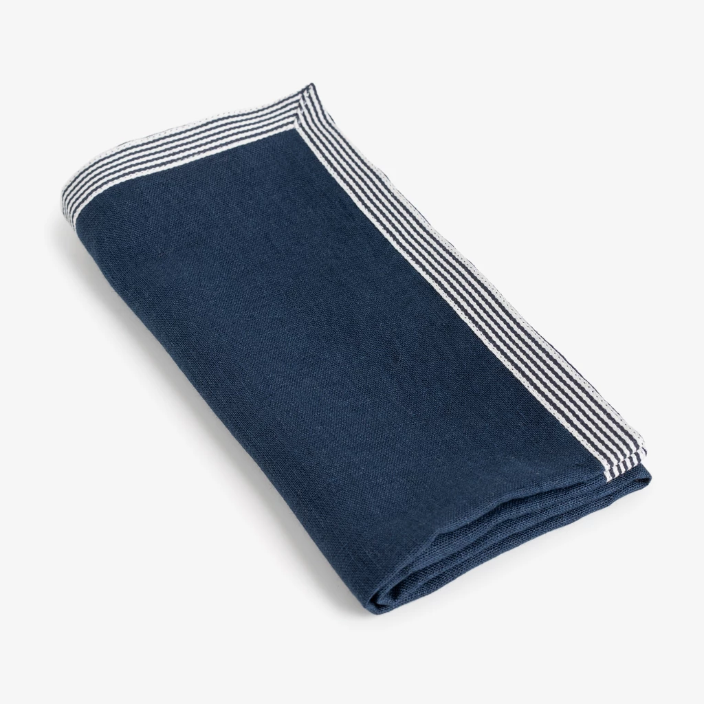 Leinentischwäsche Bayonne Blau/Weiß