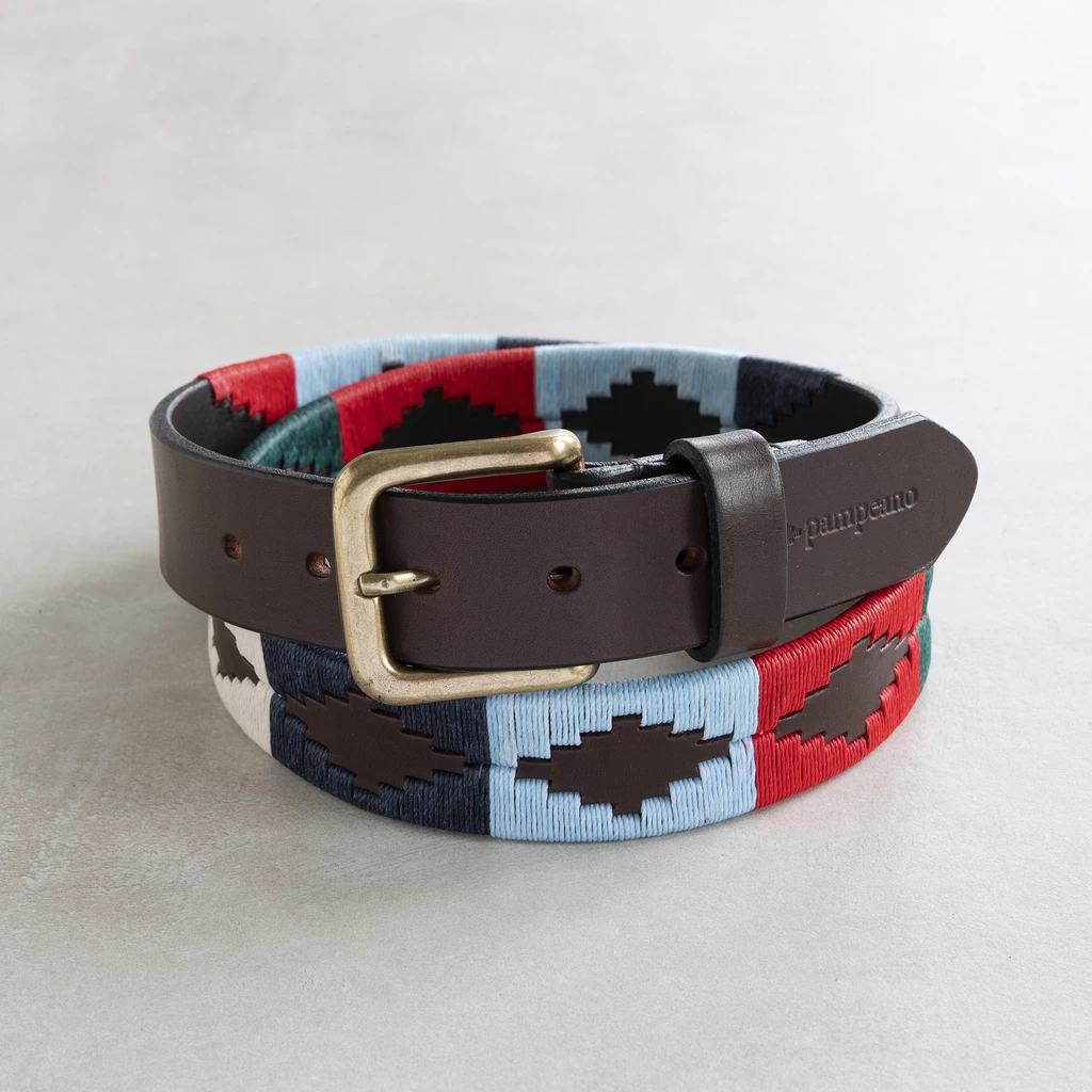 Polo-Gürtel 80 cm Hellblau/Weiß/Grün/Rot