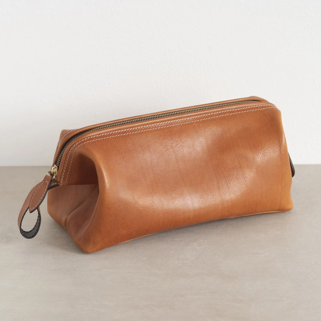 Hammann Riesen-Kulturtasche aus Stierleder Cognac