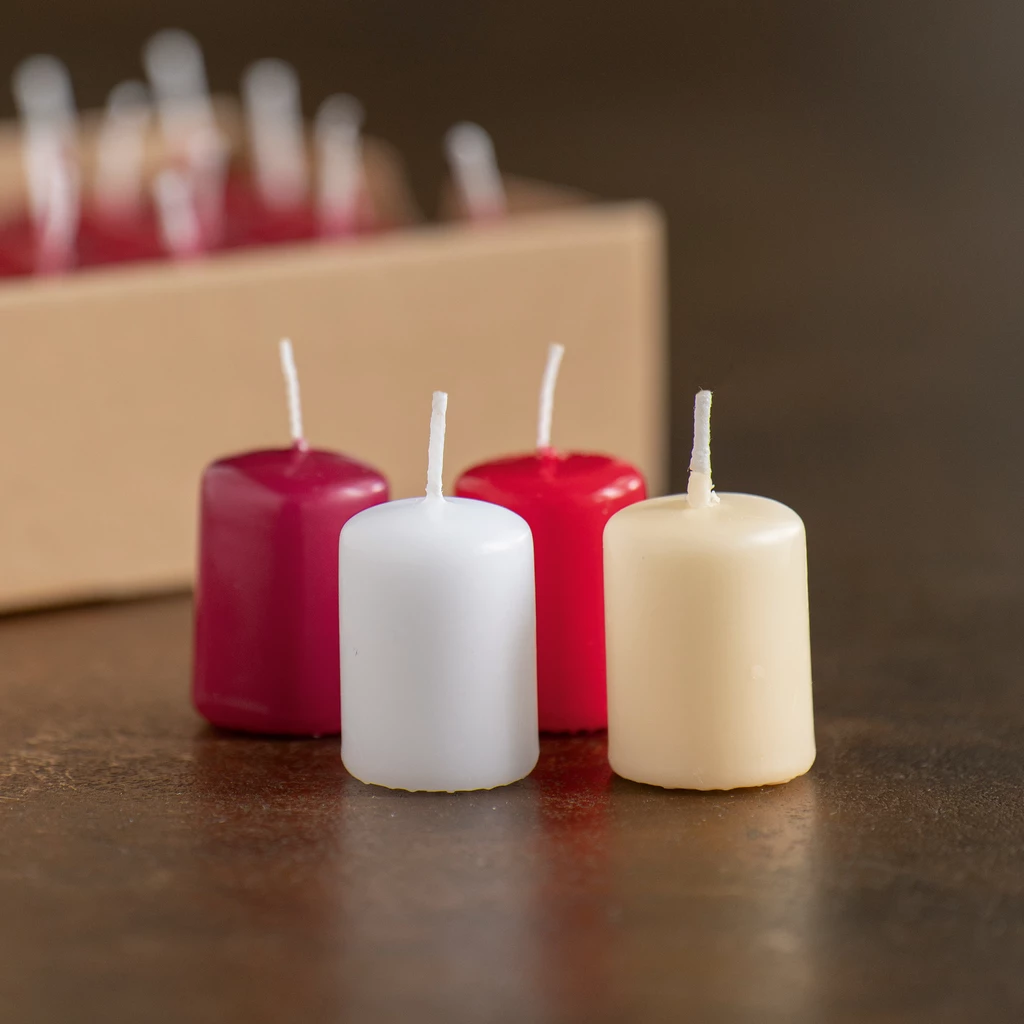Mini-Stumpenkerzen 6 cm Ø 3,8 cm Weinrot 28er-Set