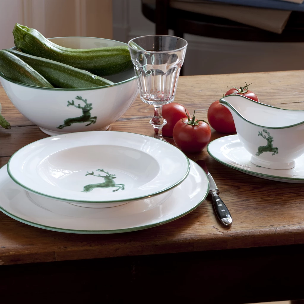 Ovale Platte Grüner Hirsch 28 x 21 cm