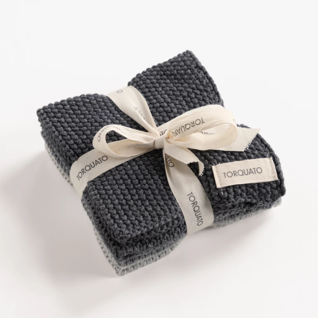 Gestrickte Wischtücher Graumeliert