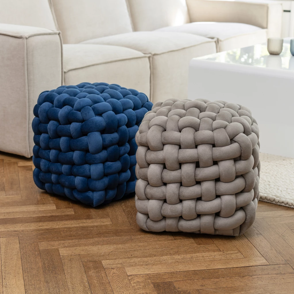 Samtpouf Knot Blau