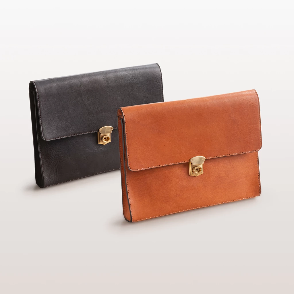 Hammann Underarm Document Case aus Stierleder Dunkelbraun