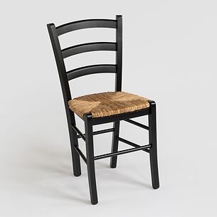Binsengeflecht-Stuhl Schwarz
