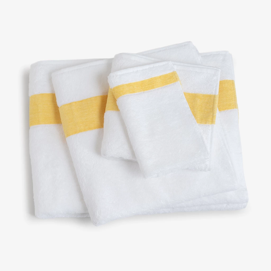 Handtuch mit Chenille-Bordüre Gelb