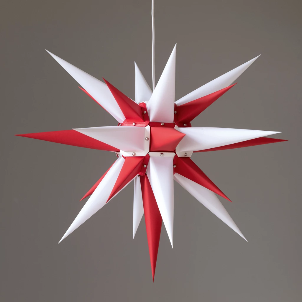 Herrnhuter Stern, Papier Weiß/Rot