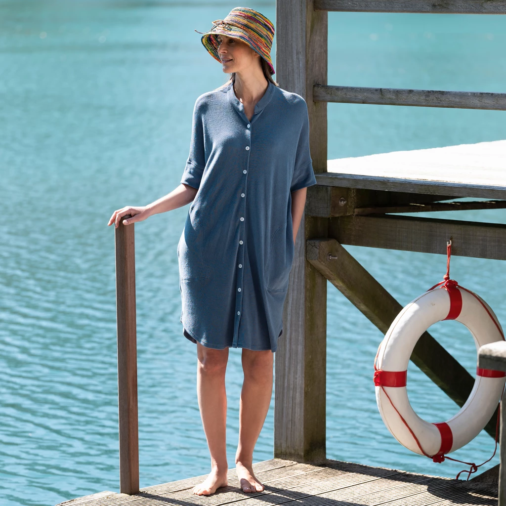 Sunday in Bed X Torquato Kleid Rania Frottee Dusty Blue S