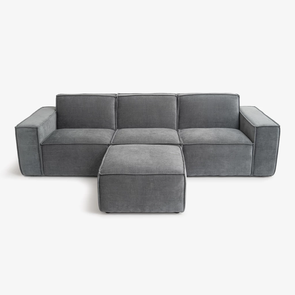 Modulares Sofa Estrade 4-Sitzer Kieselgrau