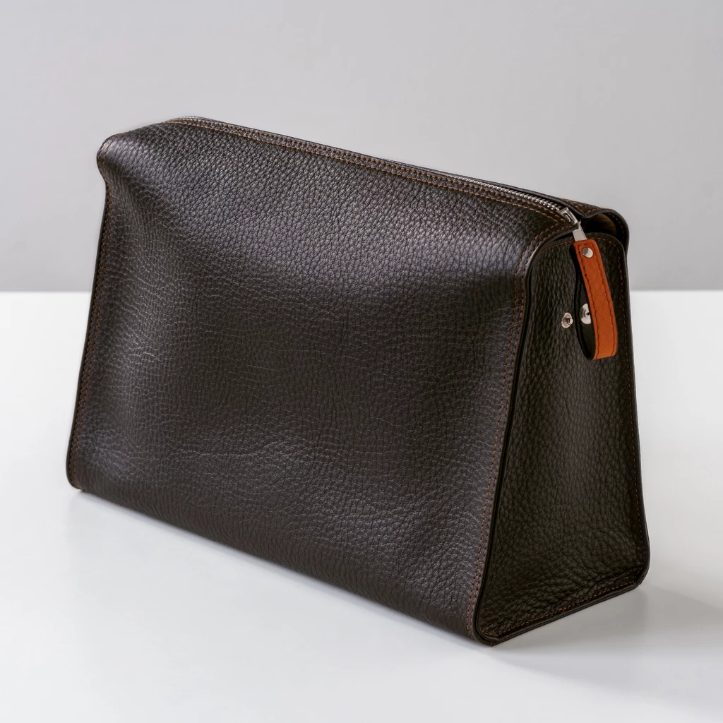 Hammann Kulturtasche Hirschleder Braun/Orange