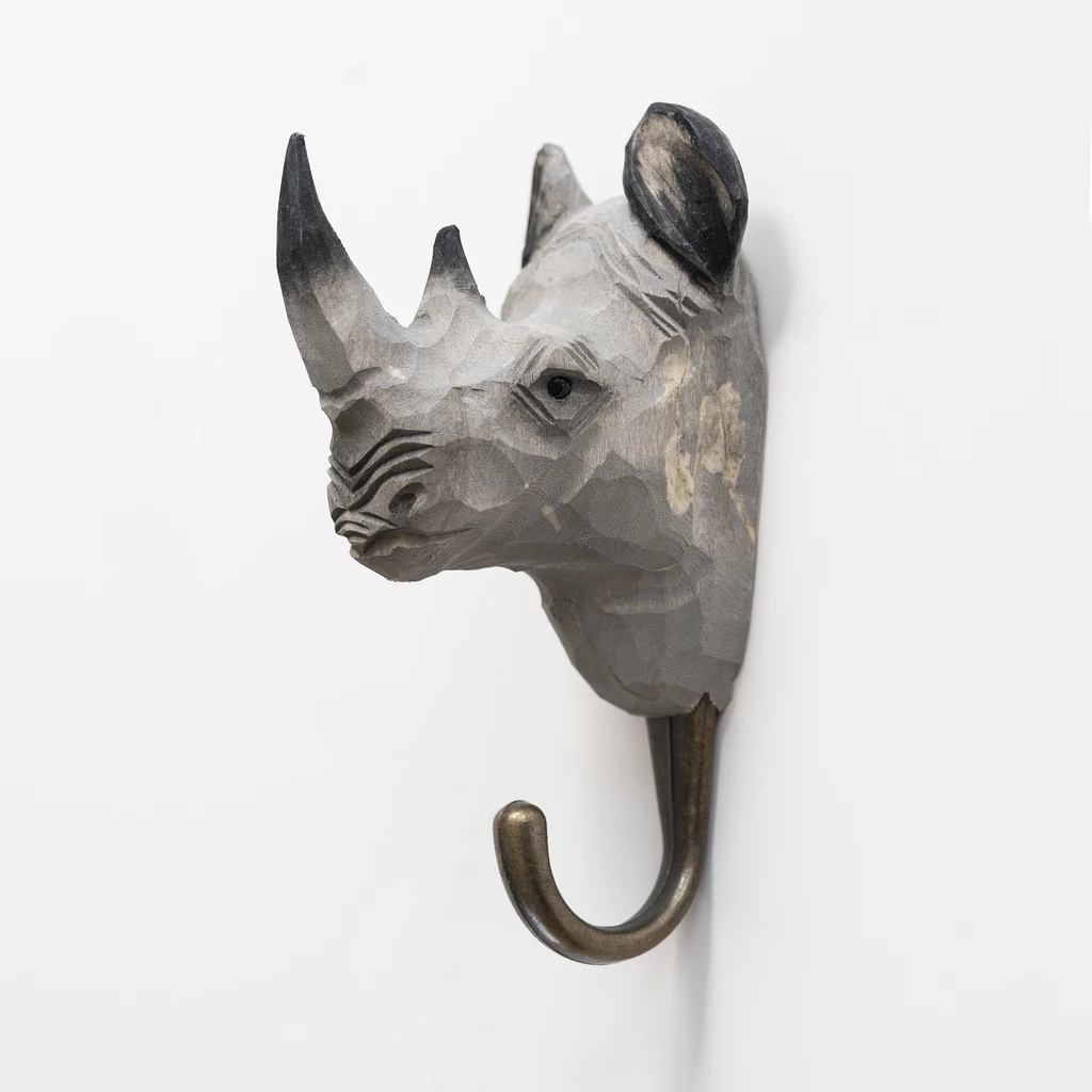 Handgeschnitzter Kleiderhaken Nashorn