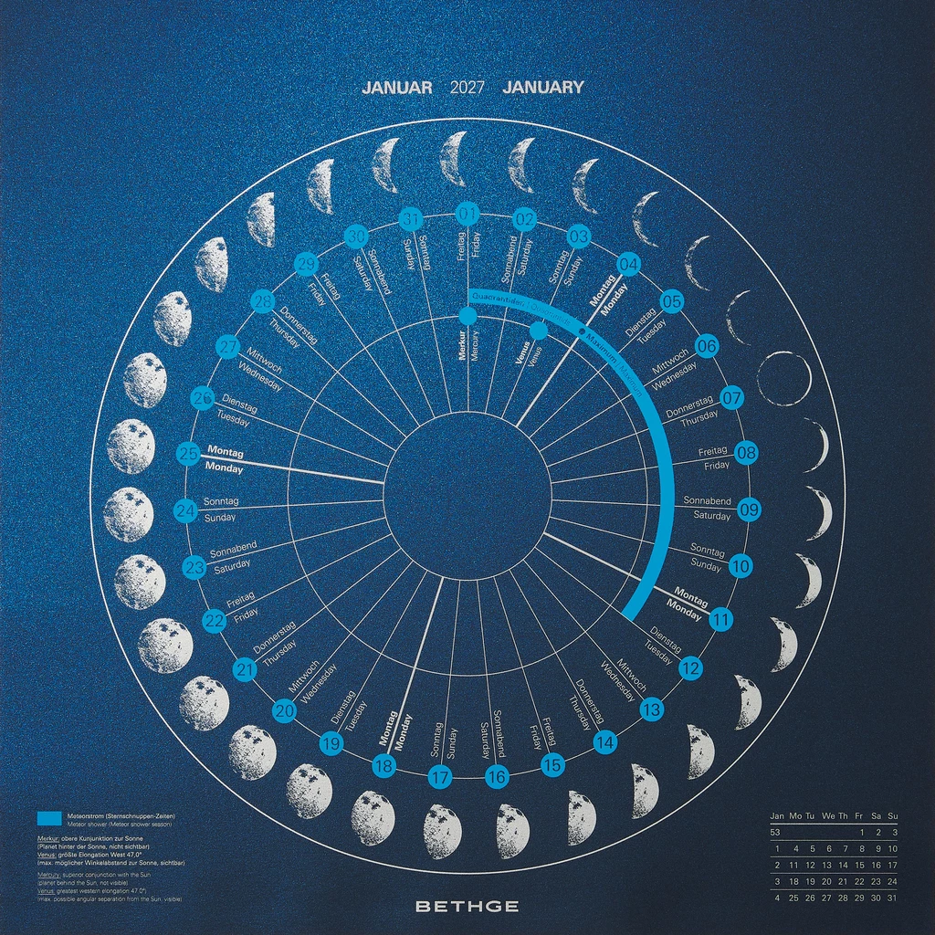BETHGE Mondphasen-Wandkalender 2027