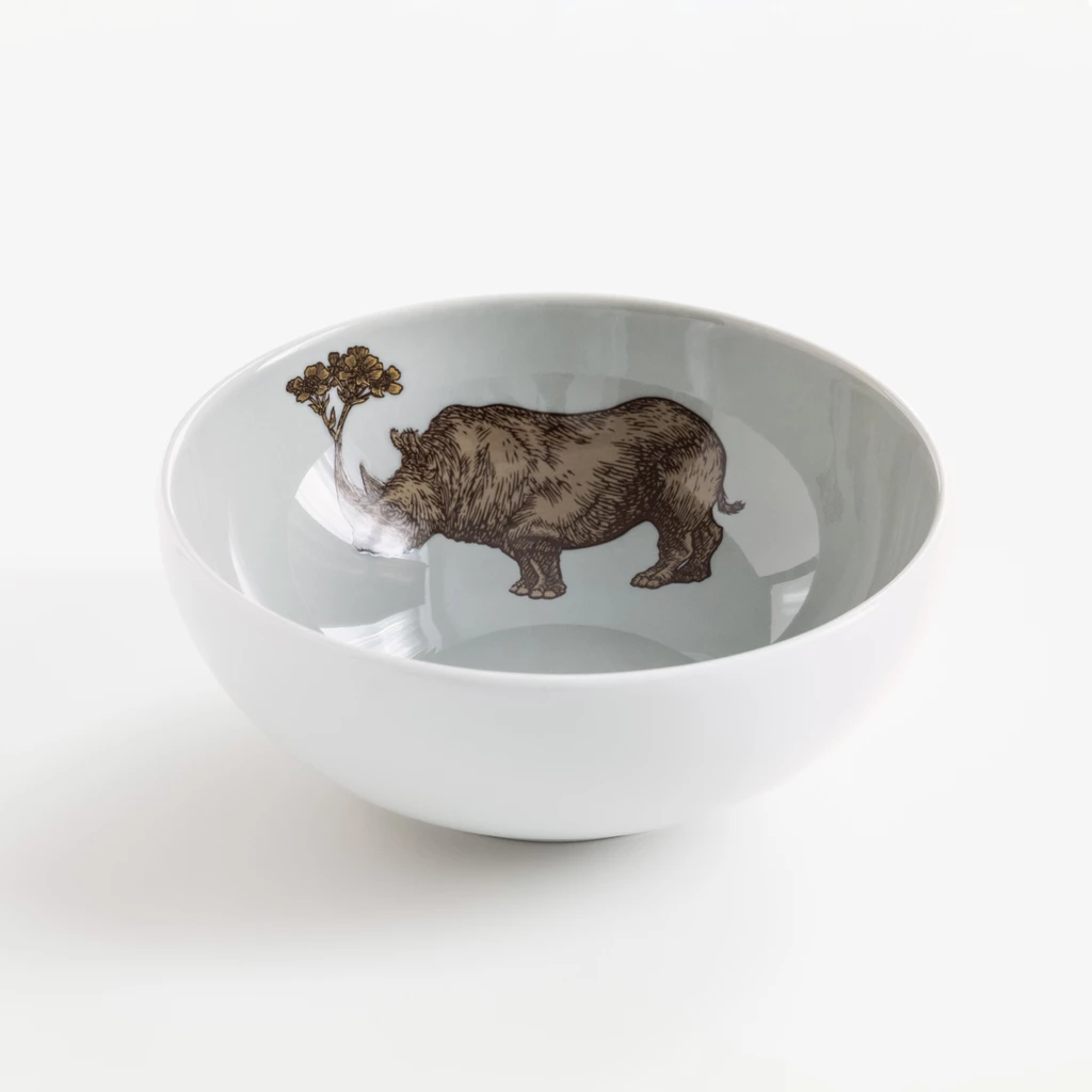 Müslischale Somerset Nashorn auf grauem Grund
