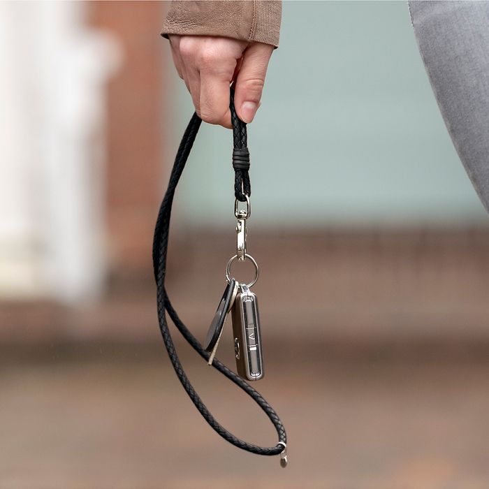 Schlüsselband aus Leder Schwarz